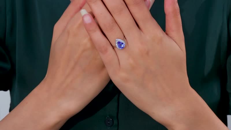 Luxoro 10K White Gold Premium Tanzanite and Diamond Ring (Size 10.0) 2.25 ctw