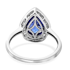 Luxoro 10K White Gold Premium Tanzanite and Diamond Ring (Size 6.5) 2.25 ctw