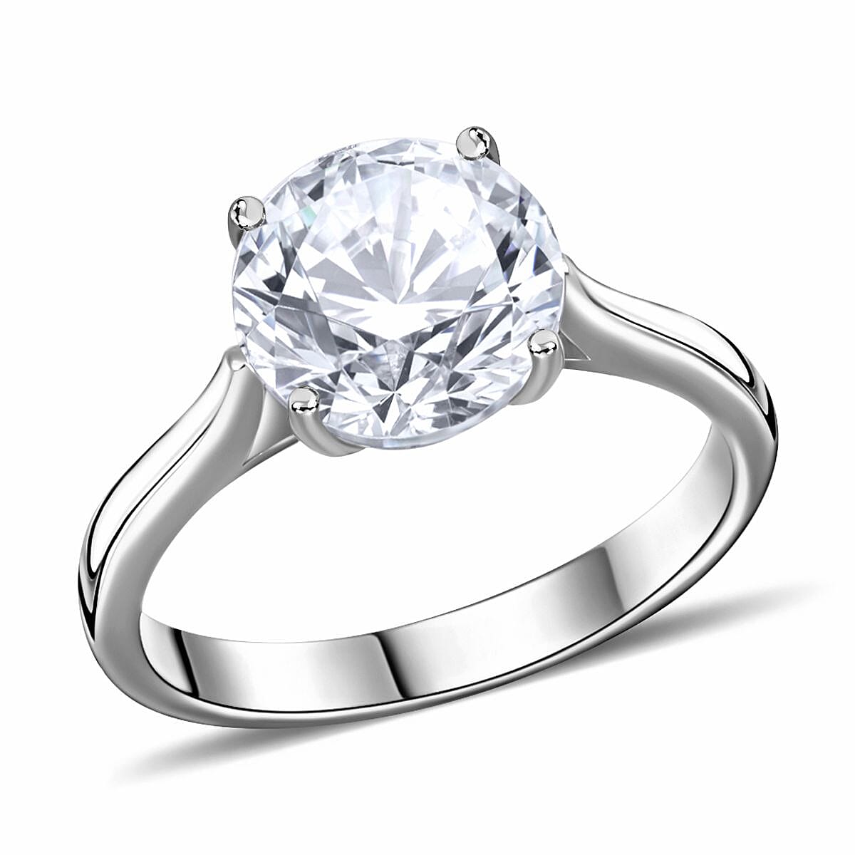 Moissanite 4.00 ctw Ring in Platinum Over Sterling Silver (Size 6.5)