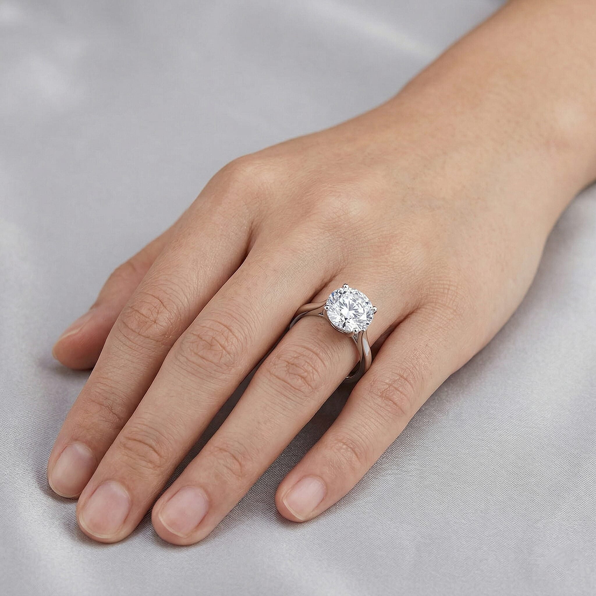 Moissanite 4.00 ctw Ring in Platinum Over Sterling Silver (Size 6.5)