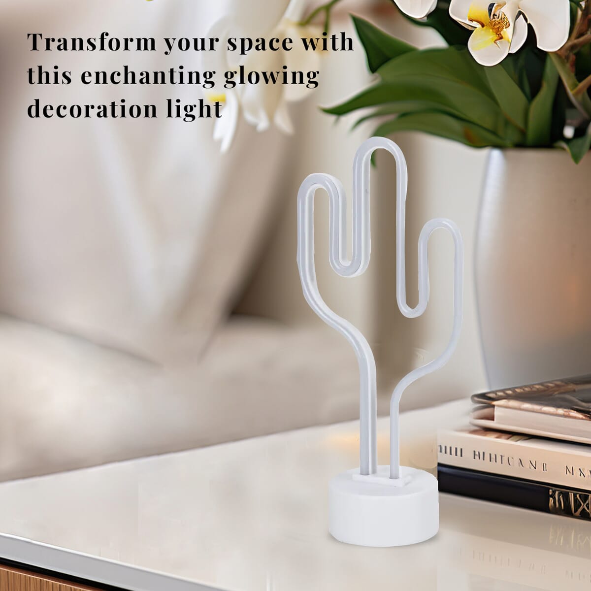 Glowing Cactus Neon Sign Decoration Light 3x AA Batteries (Not Included) image number 1