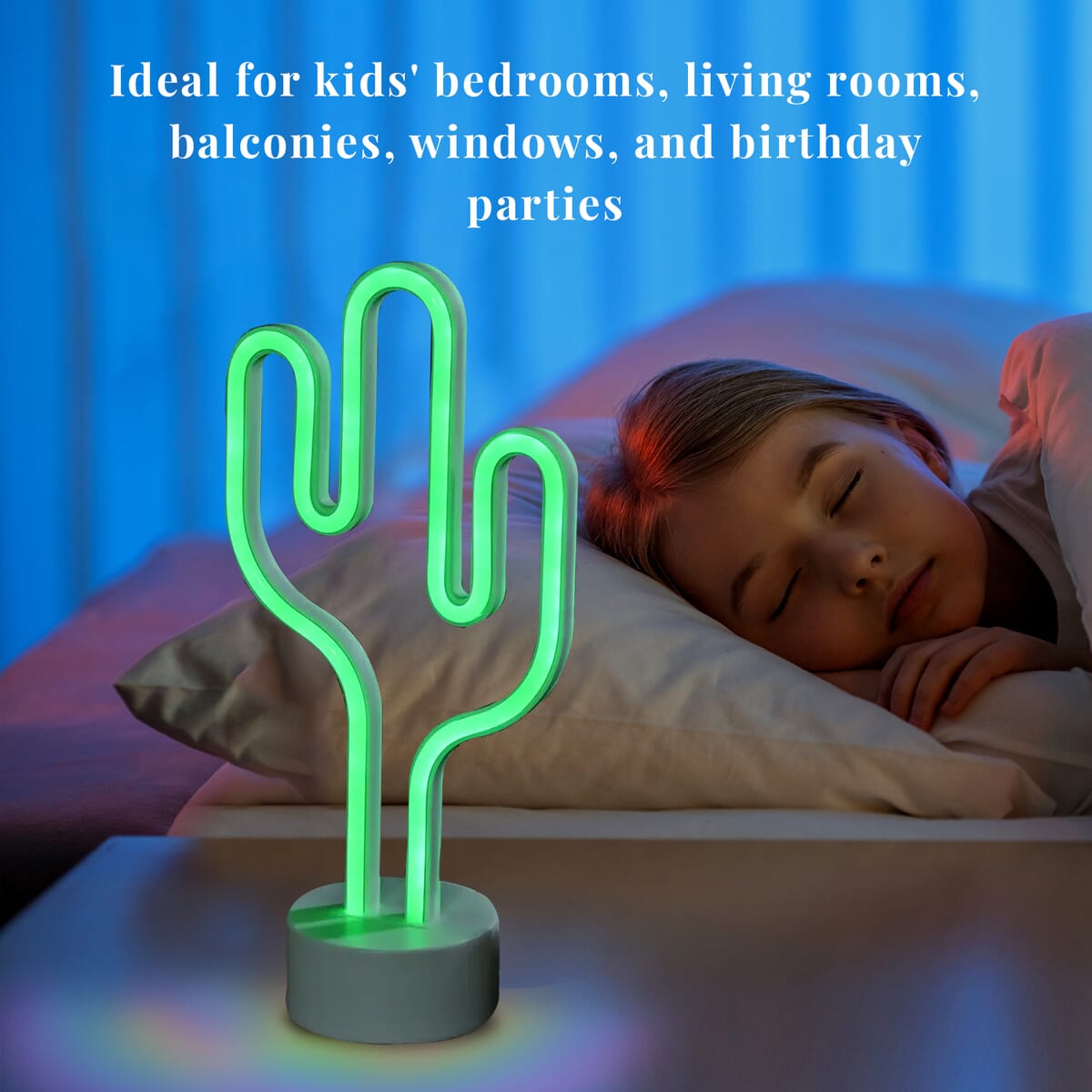 Glowing Cactus Neon Sign Decoration Light 3x AA Batteries (Not Included) image number 3