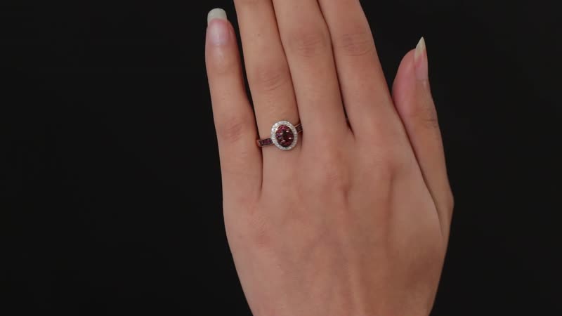 Premium Anthill Garnet, Moissanite Double Halo Ring in Vermeil RG Over Sterling Silver (Size 10.0) 0.85 ctw