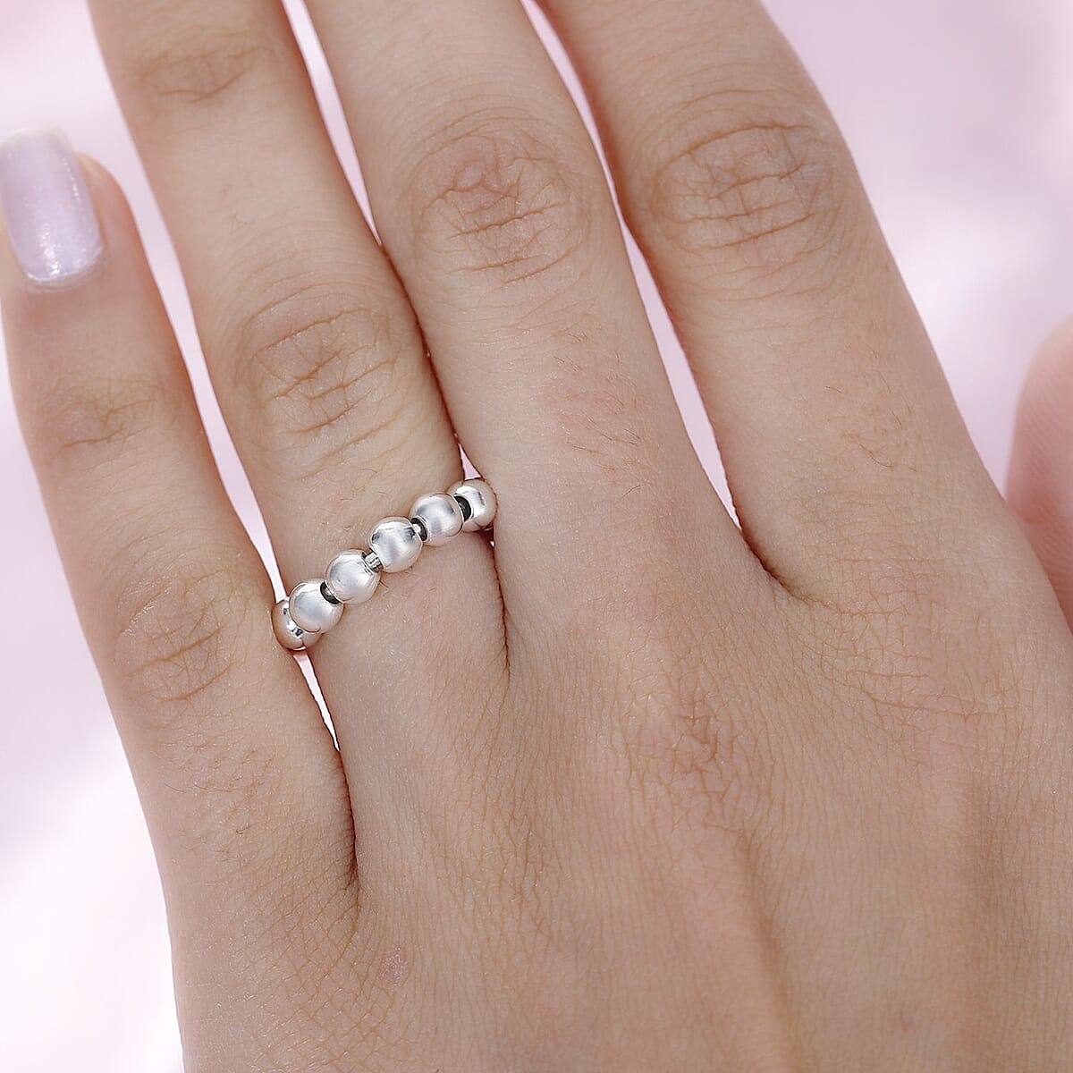 Sterling Silver Beaded Ring (Size 10.0) 3.35 Grams image number 1