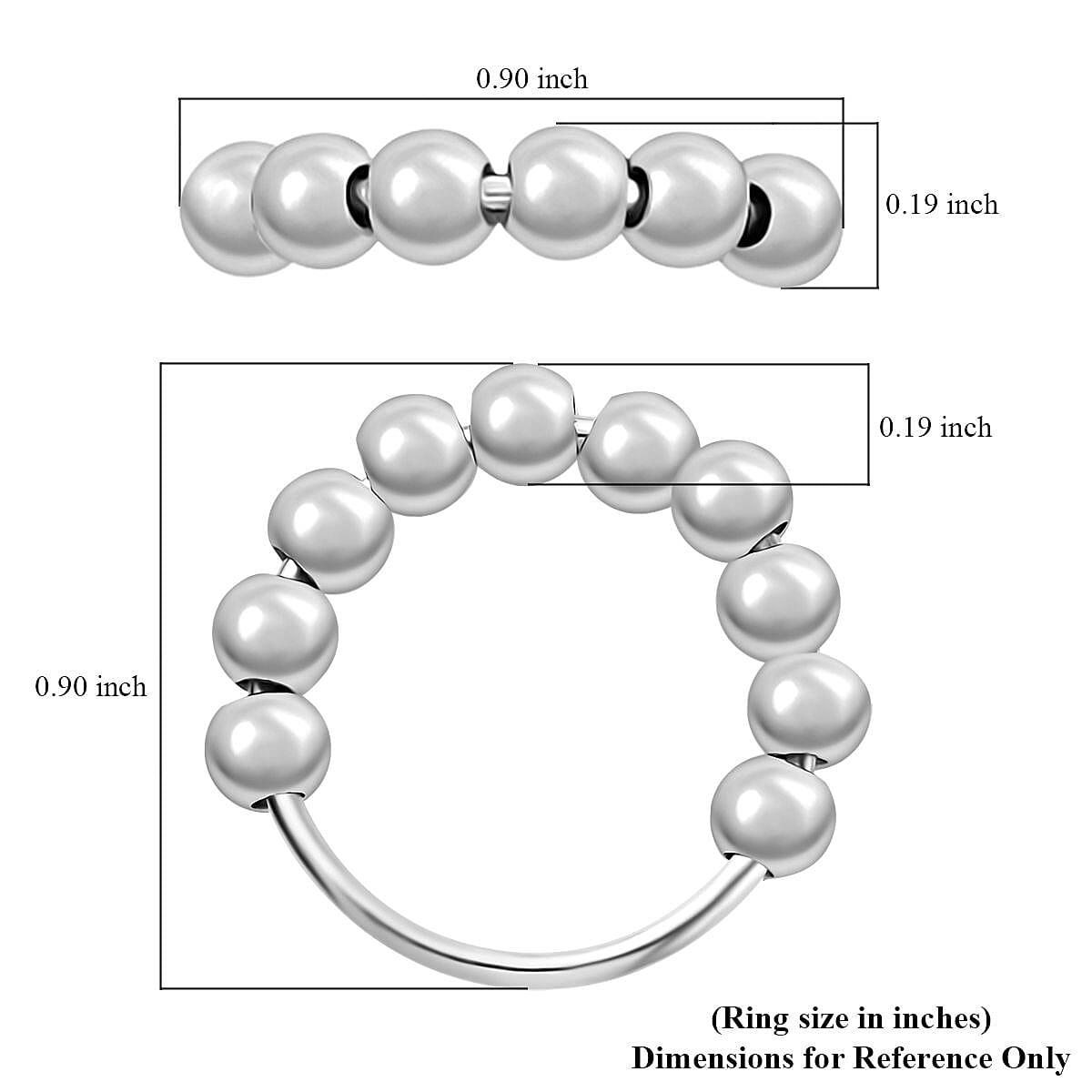 Sterling Silver Beaded Ring (Size 10.0) 3.35 Grams