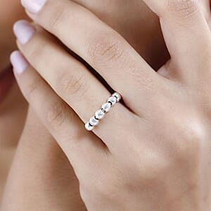 Sterling Silver Beaded Ring (Size 6.0) 3.35 Grams