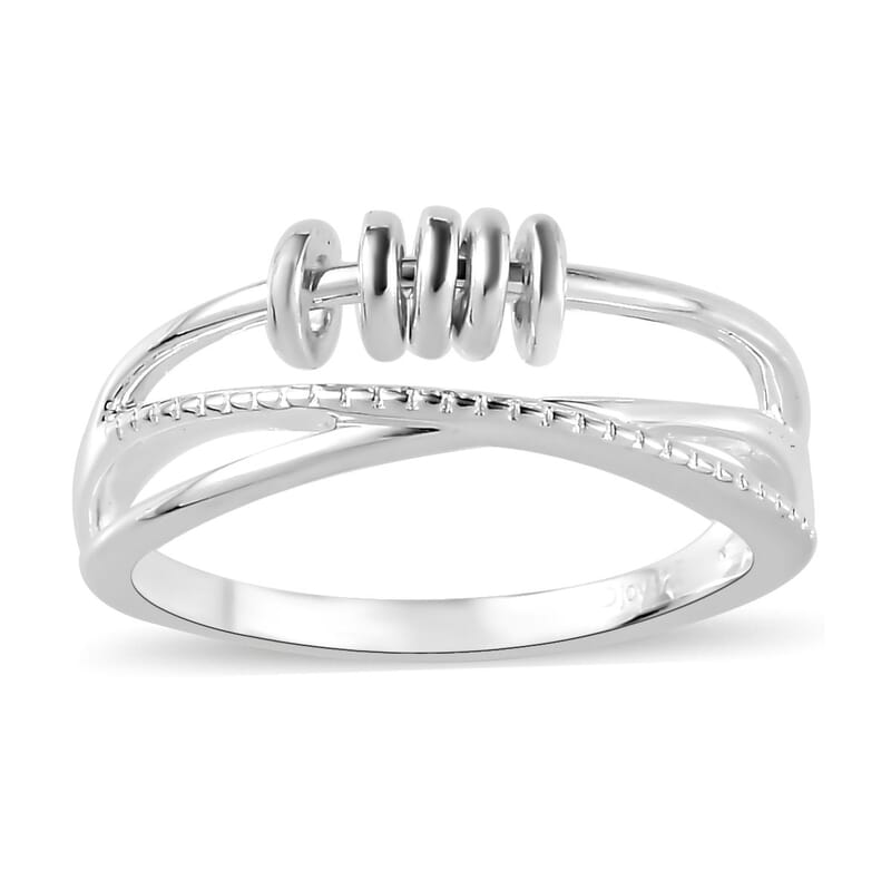 Sterling Silver Criss Cross and Disc Ring (Size 10.0) 3.10 Grams
