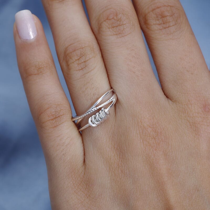 Sterling Silver Criss Cross and Disc Ring (Size 10.0) 3.10 Grams