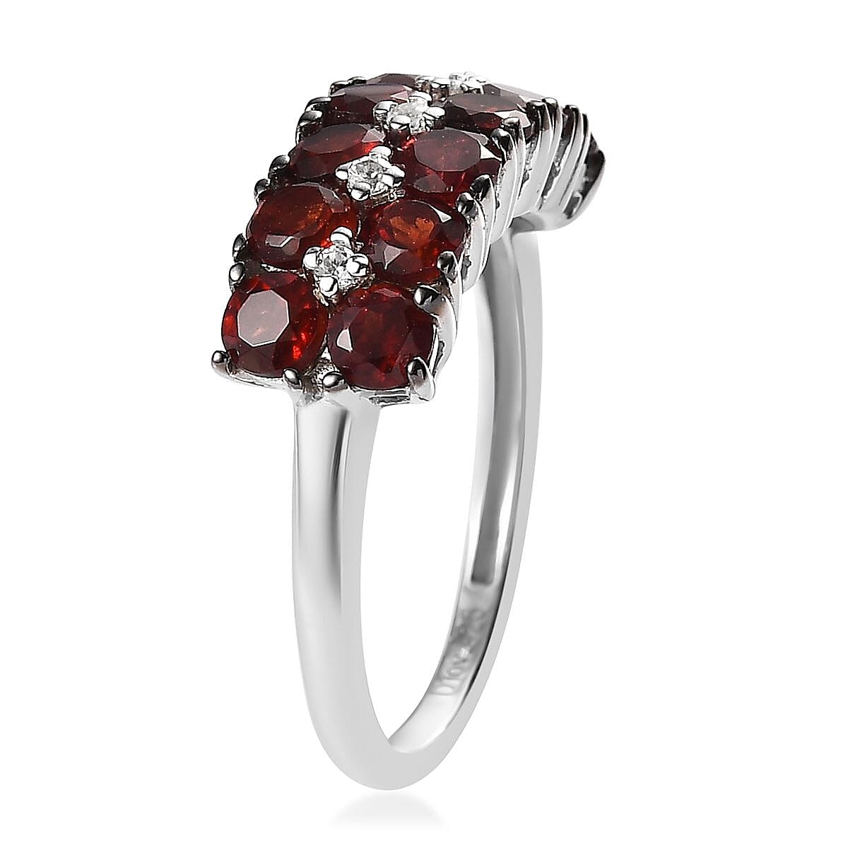 Anthill Garnet and White Zircon Ring in Platinum Over Sterling Silver (Size 10.0) 1.85 ctw
