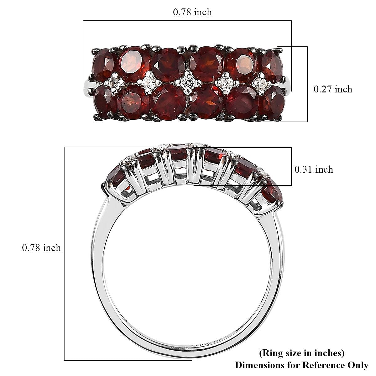 Anthill Garnet and White Zircon Ring in Platinum Over Sterling Silver (Size 10.0) 1.85 ctw