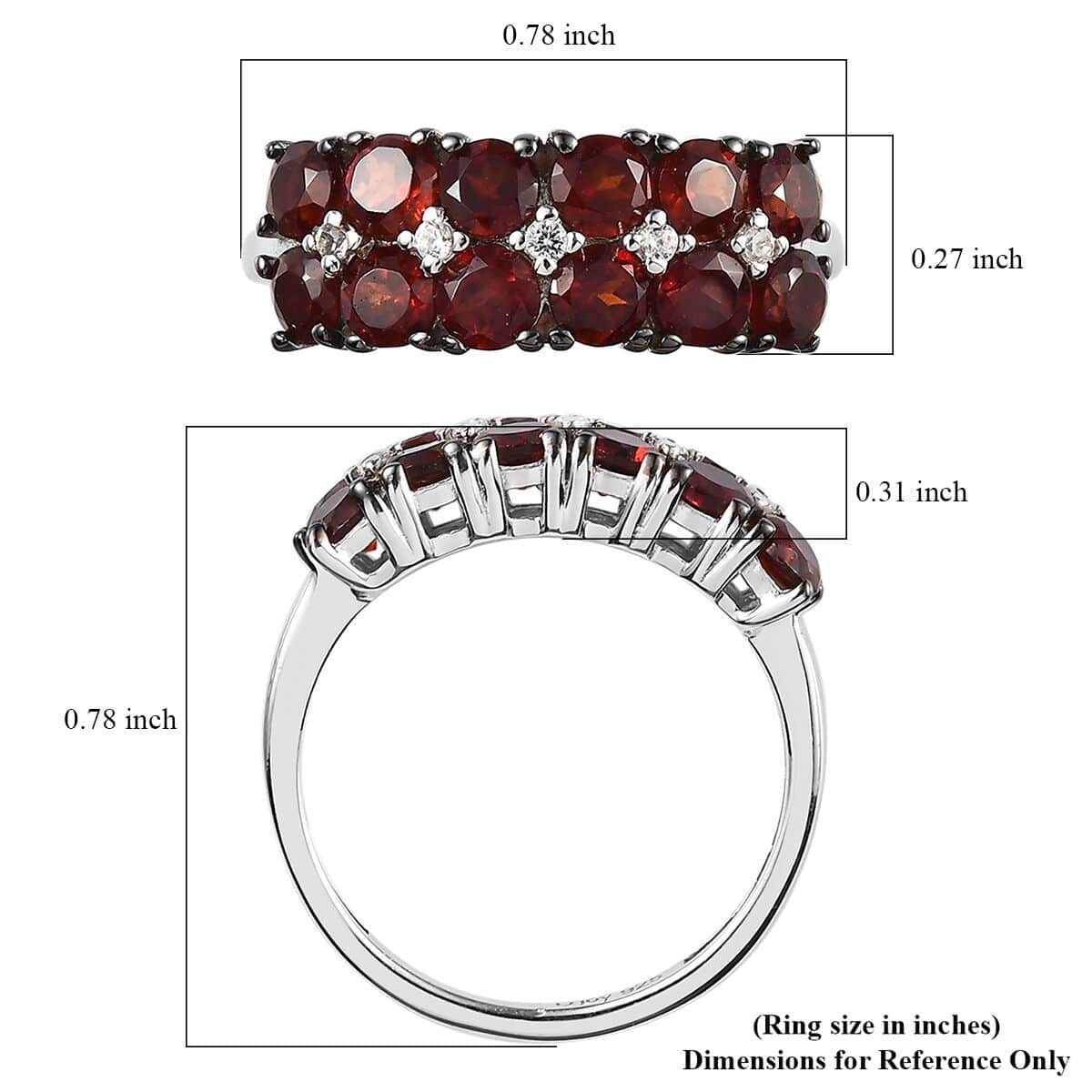 Premium Anthill Garnet, White Zircon Ring in Platinum Over Sterling Silver (Size 10.0) 1.85 ctw image number 5