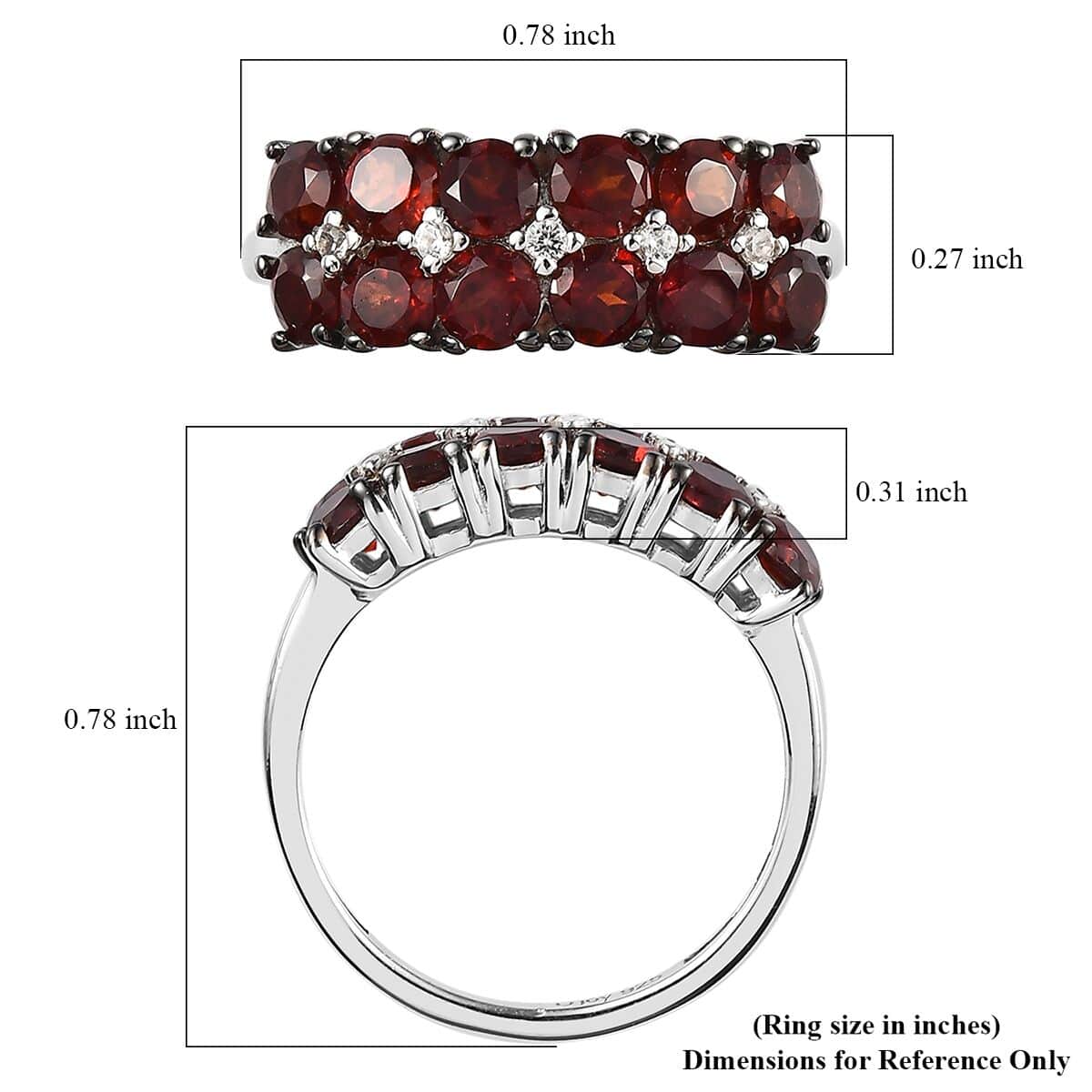 Anthill Garnet and White Zircon Ring in Platinum Over Sterling Silver (Size 5.0) 1.85 ctw image number 5