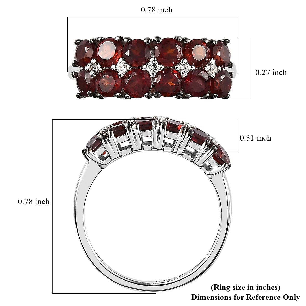 Anthill Garnet and White Zircon Ring in Platinum Over Sterling Silver (Size 7.0) 1.85 ctw image number 5