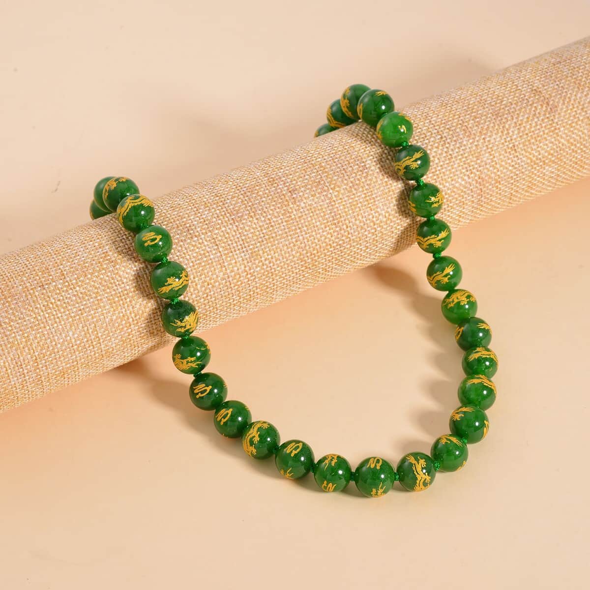 Green Jade (D) Beaded Necklace 20 Inches with Magnetic Lock in Rhodium Over Sterling Silver 670.00 ctw image number 1