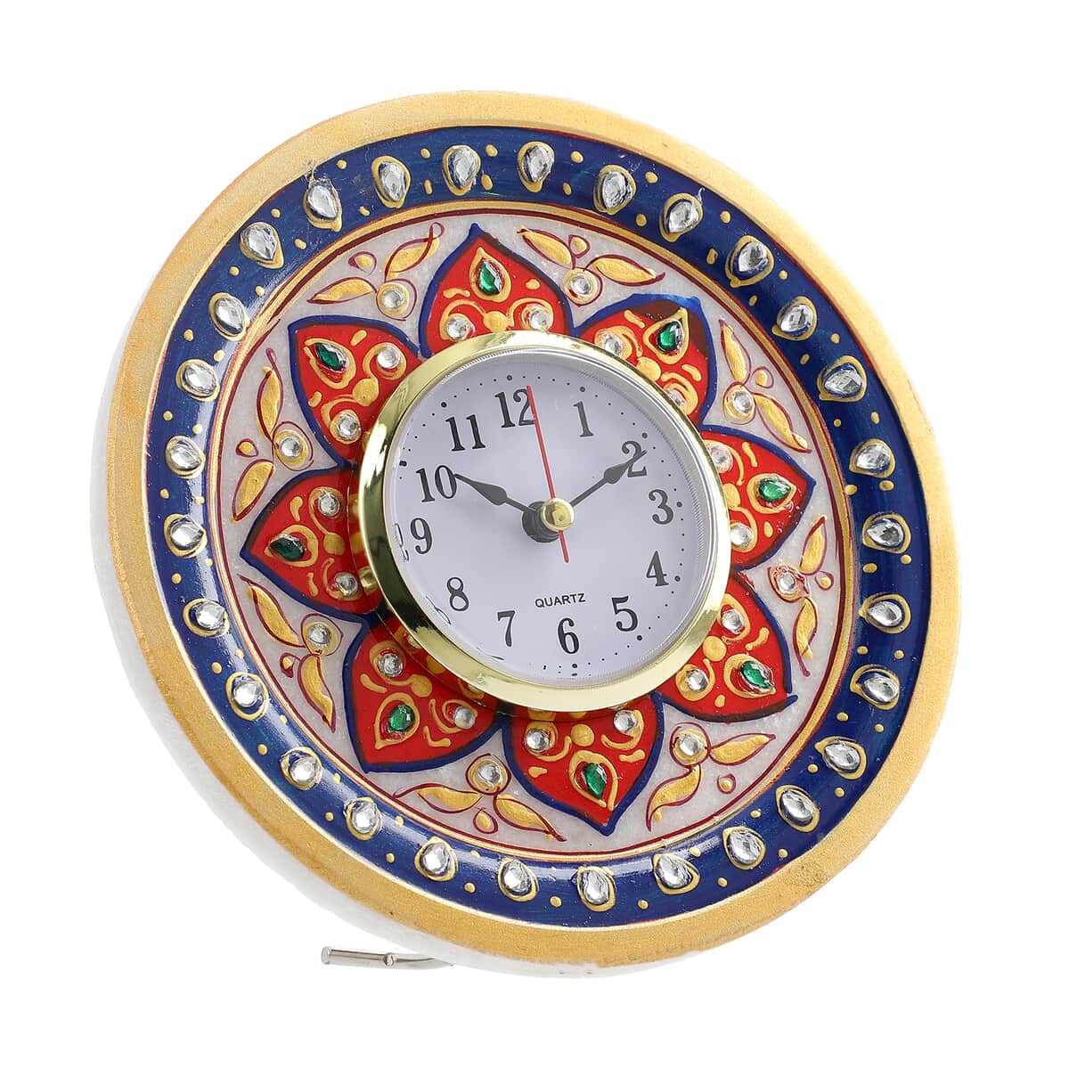 Handcrafted Marble Floral Table Clock (Dia 6) image number 0