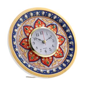 Handcrafted Marble Floral Table Clock (Dia 6)
