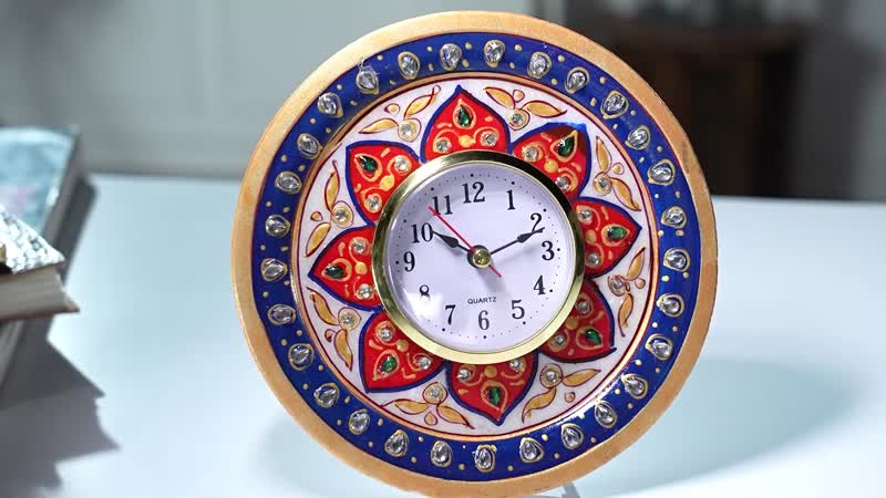 Traditional Design Handcrafted Marble Table Clock SIZE: 6 Inches (dia)