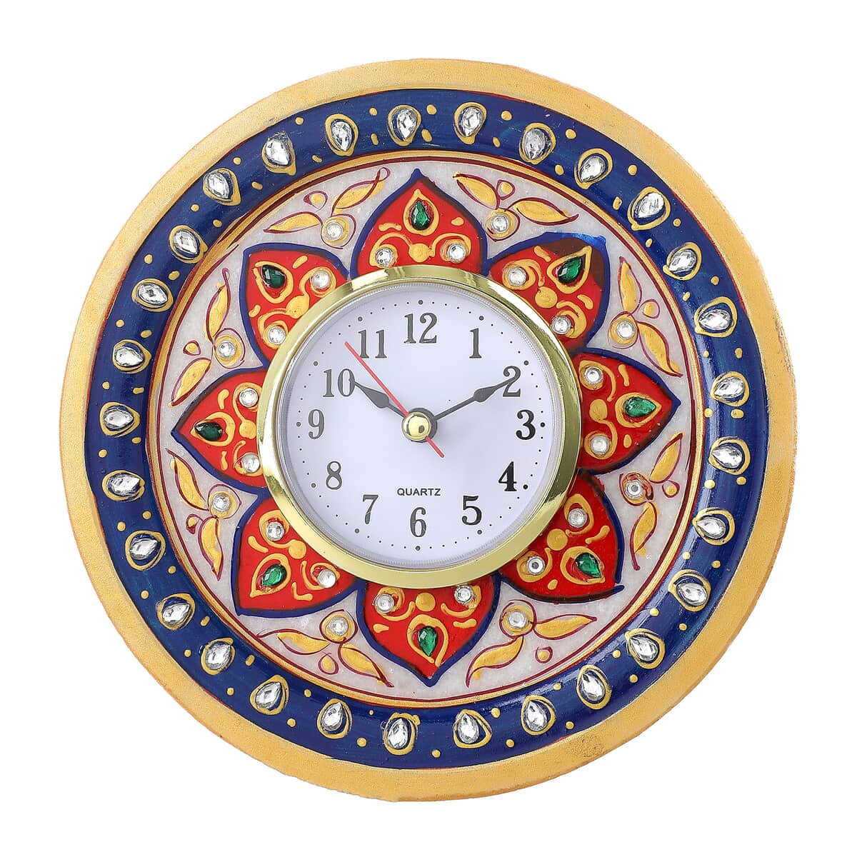 Handcrafted Marble Floral Table Clock (Dia 6) image number 2