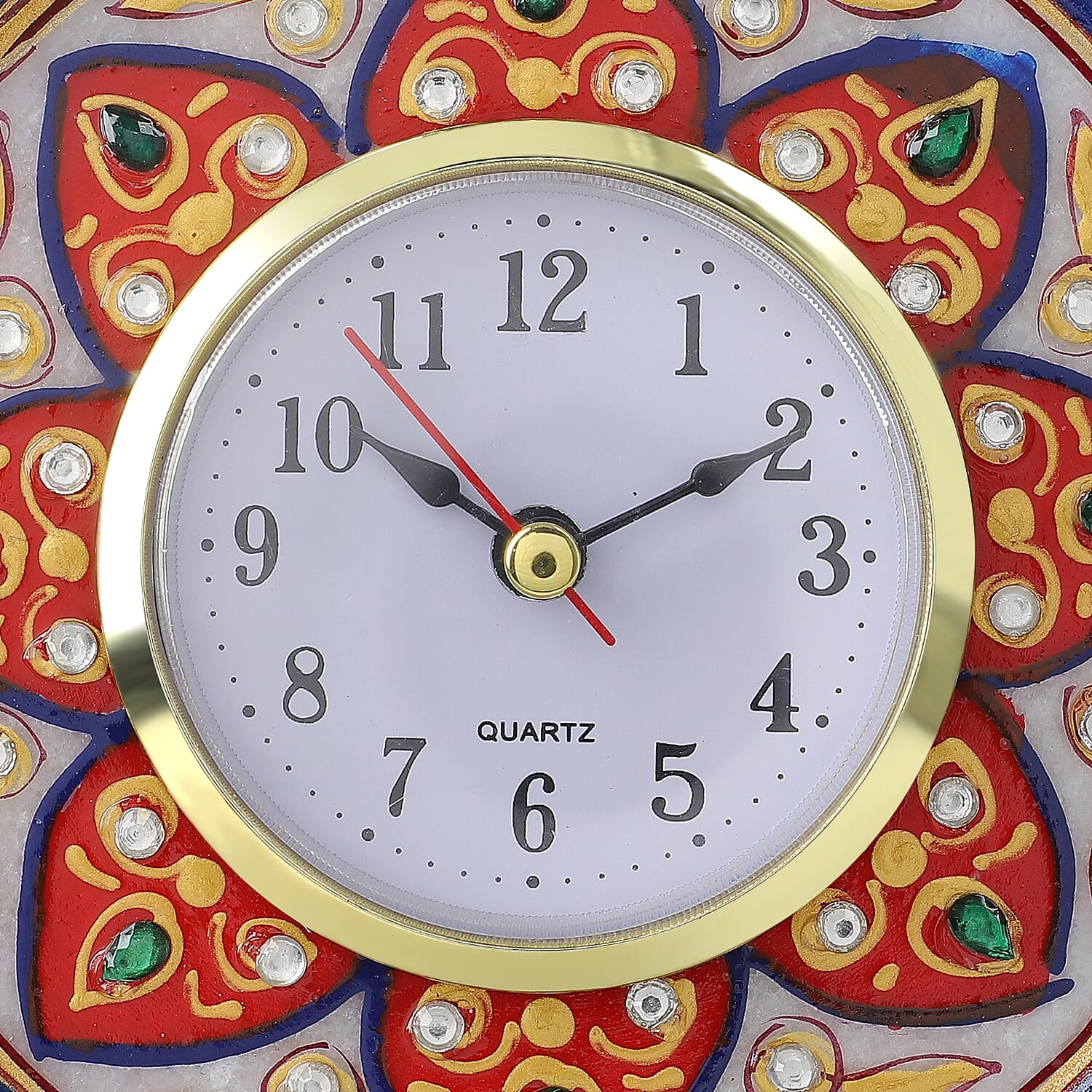 Handcrafted Marble Floral Table Clock (Dia 6)