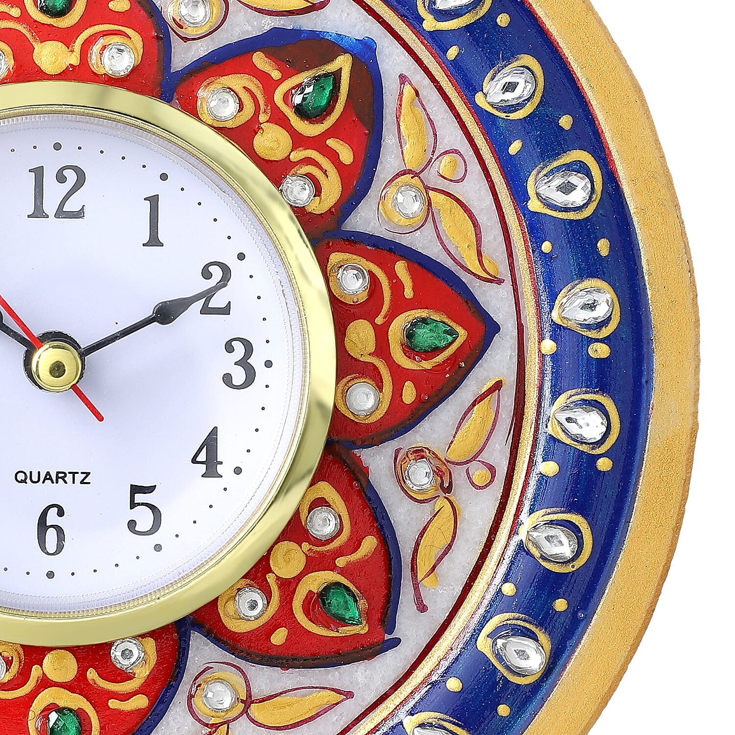 Handcrafted Marble Floral Table Clock (Dia 6)