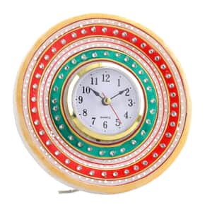 Handcrafted Marble Mandala Art Table Clock (Dia 6)