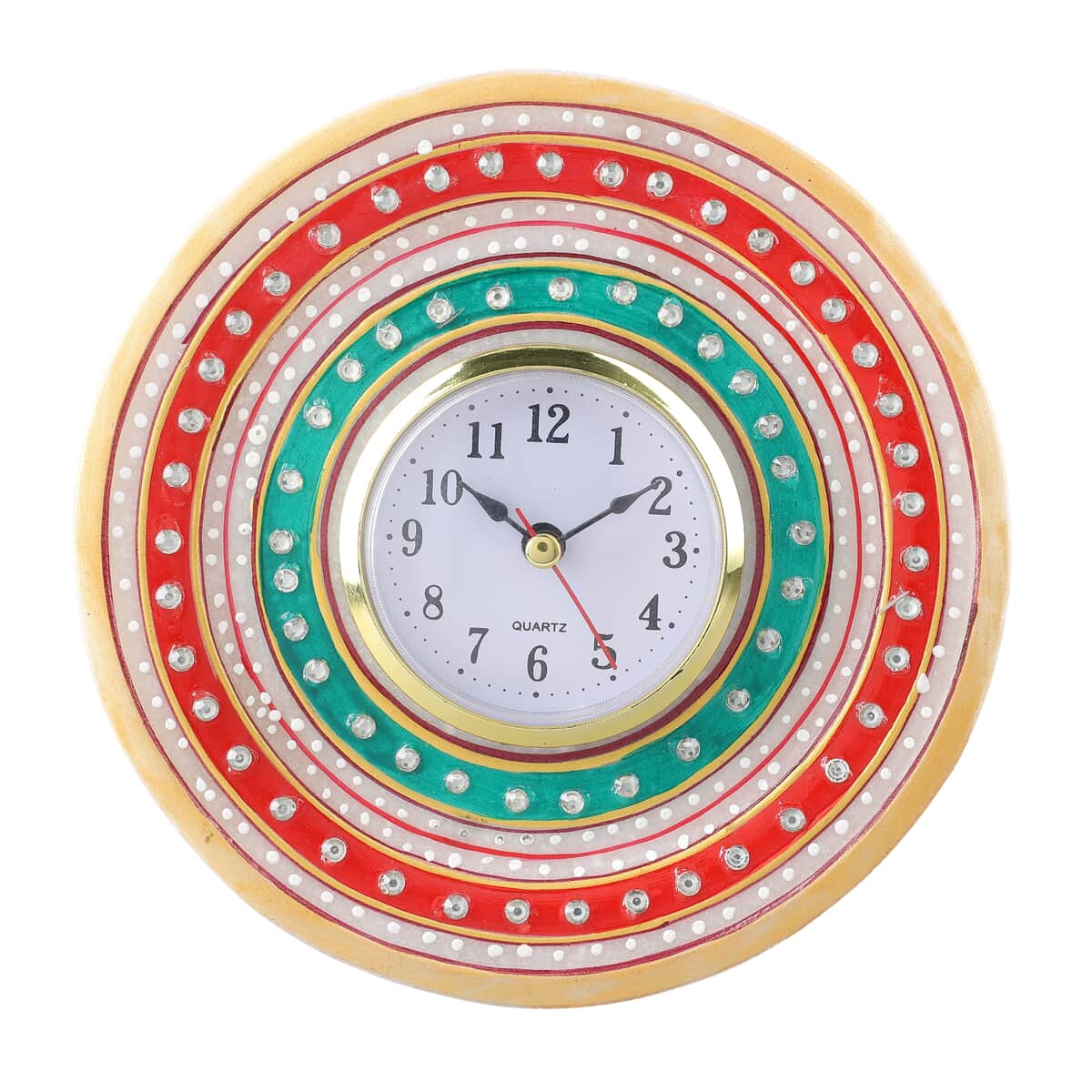 Handcrafted Marble Mandala Art Table Clock (Dia 6) image number 2