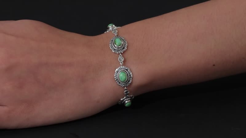 Artisan Crafted Sonoran Gold Turquoise Toggle Clasp Bracelet in Black Oxidized Sterling Silver (6.50-8.0In) 6.50 ctw