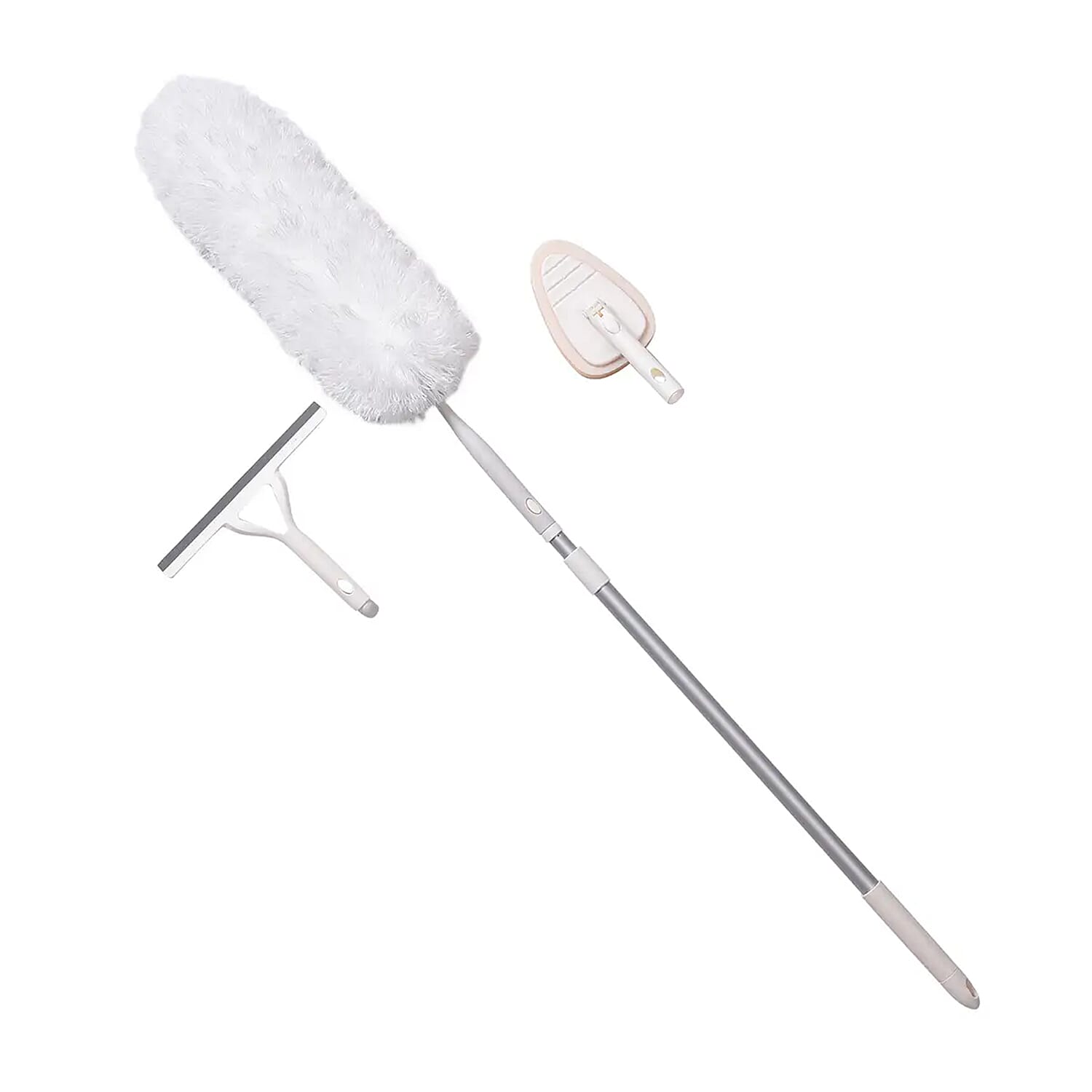 4pcs Set Multipurpose Cleaning Tool (Window Wiper, Scrub Sponge, Duster and Adjustable Handle)