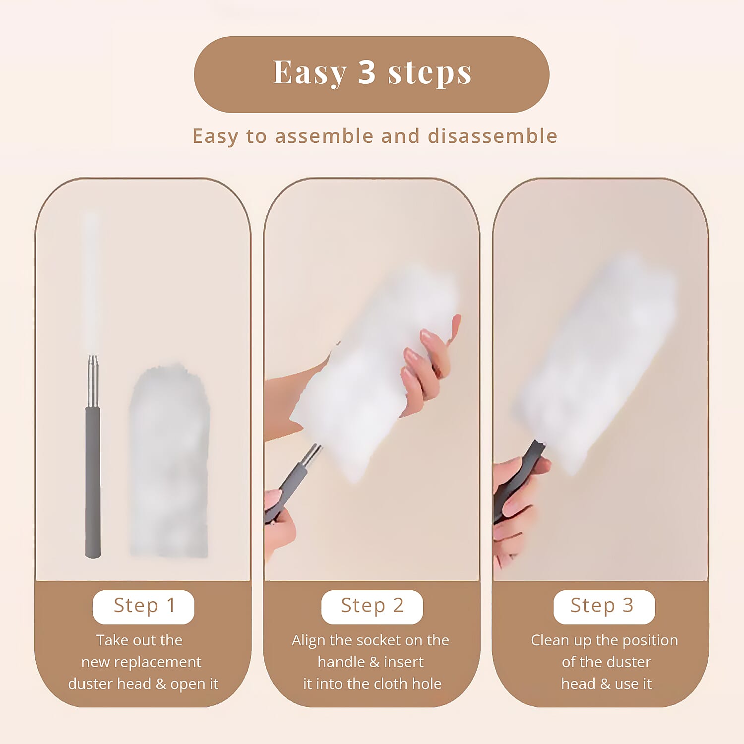 4pcs Set Multipurpose Cleaning Tool (Window Wiper, Scrub Sponge, Duster and Adjustable Handle)