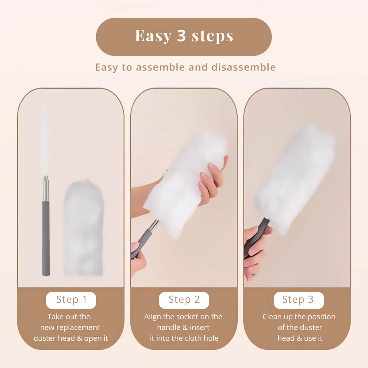 4pcs Set Multipurpose Cleaning Tool (Window Wiper, Scrub Sponge, Duster and Adjustable Handle) image number 2