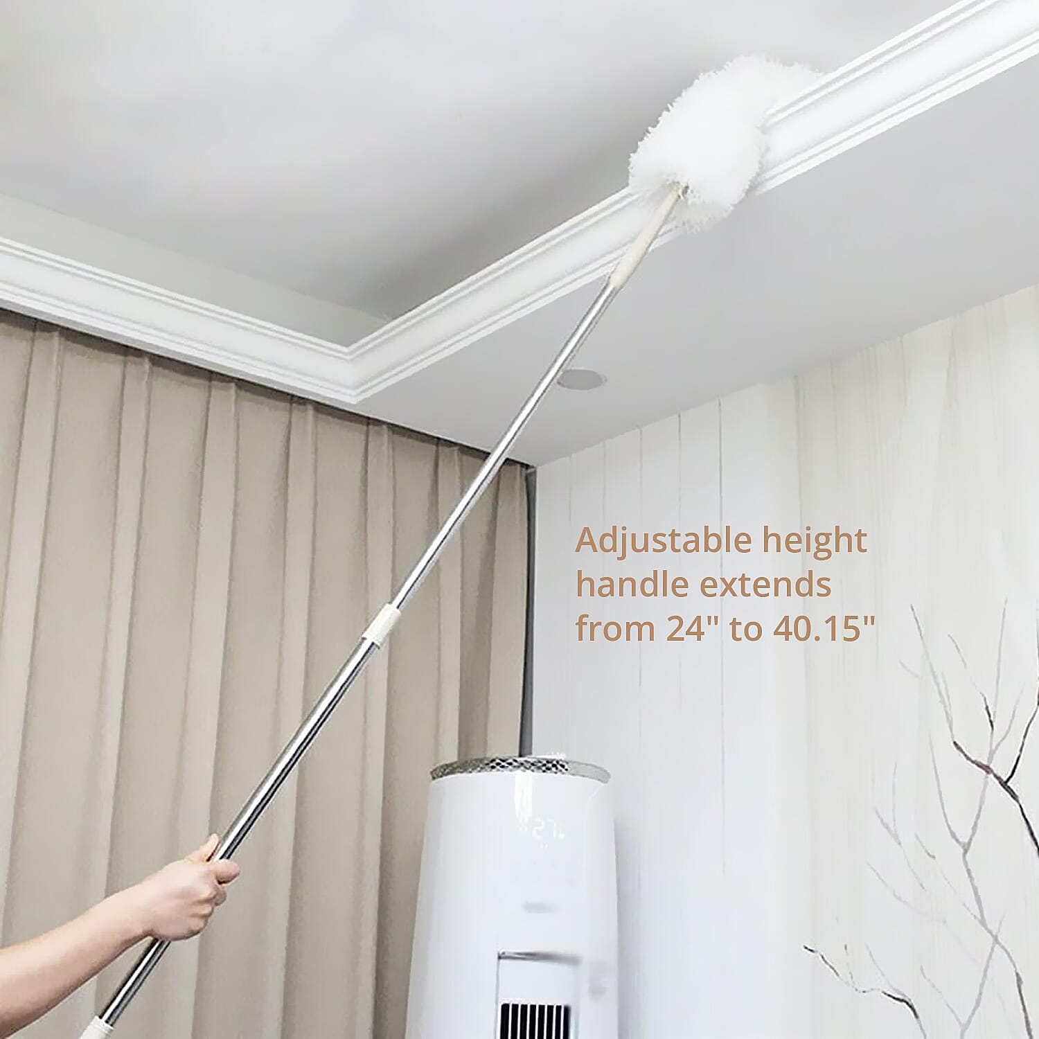 4pcs Set Multipurpose Cleaning Tool (Window Wiper, Scrub Sponge, Duster and Adjustable Handle)