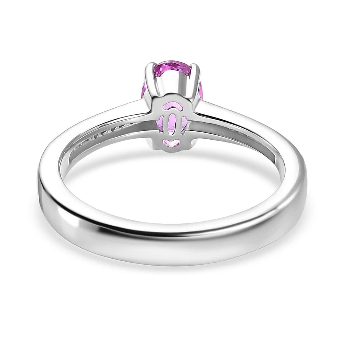 Luxoro 14K White Gold AAA Natural Ceylon Pink Sapphire and G-H I2 Diamond Ring (Size 7.5) 1.10 ctw image number 4