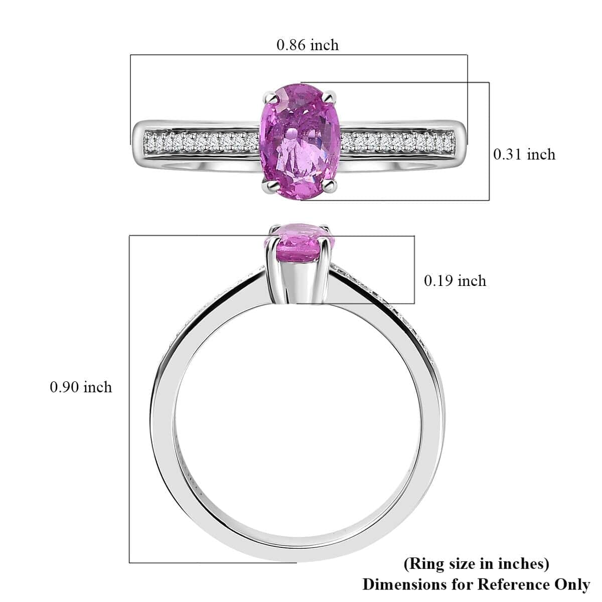 Luxoro 14K White Gold AAA Natural Ceylon Pink Sapphire and G-H I2 Diamond Ring (Size 7.5) 1.10 ctw image number 5