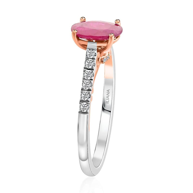 Certified & Appraised Iliana 18K Rose and White Gold AAA Montepuez Ruby and SI Diamond Ring (Size 10.0) 4.15 Grams 2.35 ctw