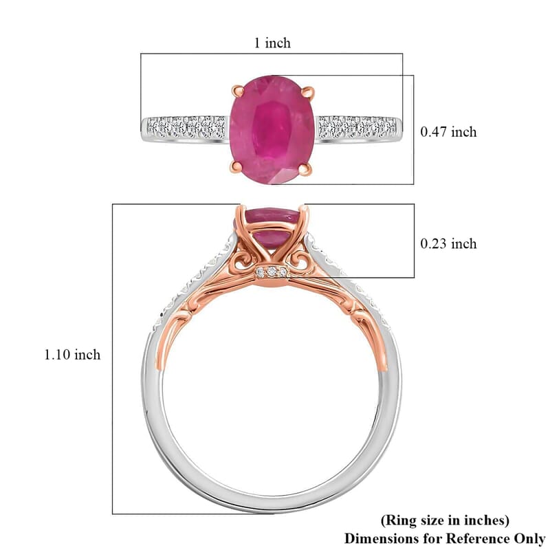 Certified & Appraised Iliana 18K Rose and White Gold AAA Montepuez Ruby and SI Diamond Ring (Size 10.0) 4.15 Grams 2.35 ctw