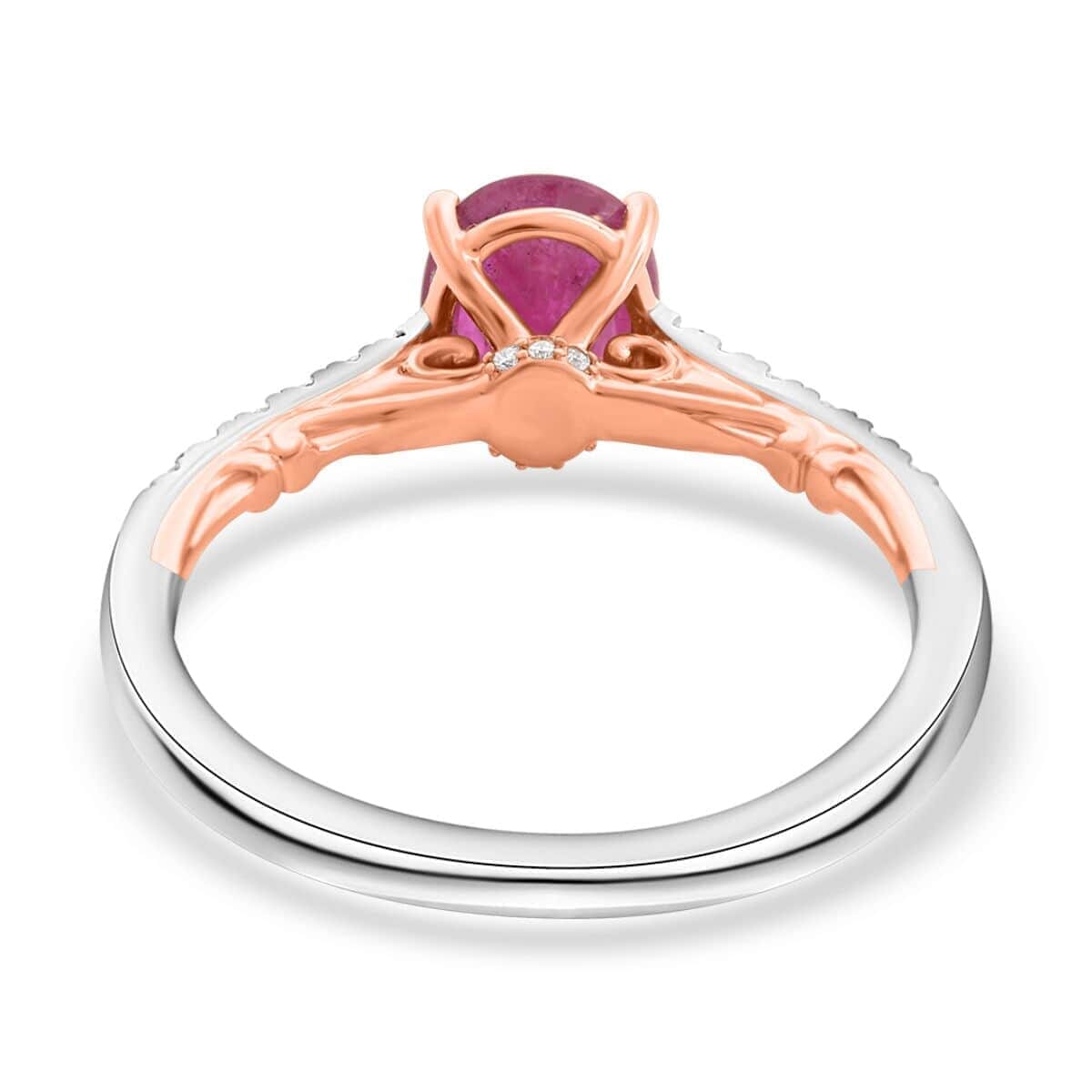 Certified & Appraised Iliana 18K Rose and White Gold AAA Montepuez Ruby and SI Diamond Ring (Size 6.5) 4.15 Grams 2.35 ctw image number 4