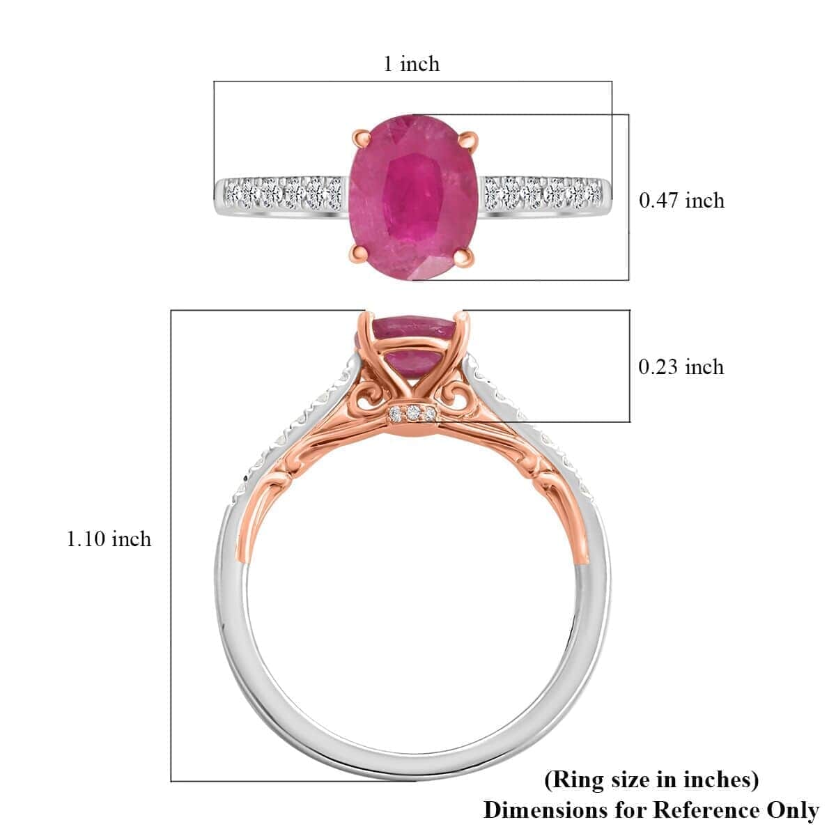 Certified & Appraised Iliana 18K Rose and White Gold AAA Montepuez Ruby and SI Diamond Ring (Size 6.5) 4.15 Grams 2.35 ctw image number 5