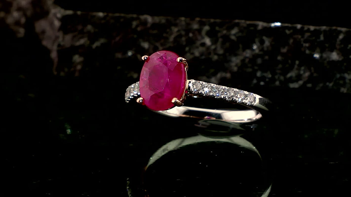 Certified & Appraised Iliana 18K Rose and White Gold AAA Montepuez Ruby and SI Diamond Ring 4.15 Grams 2.35 ctw