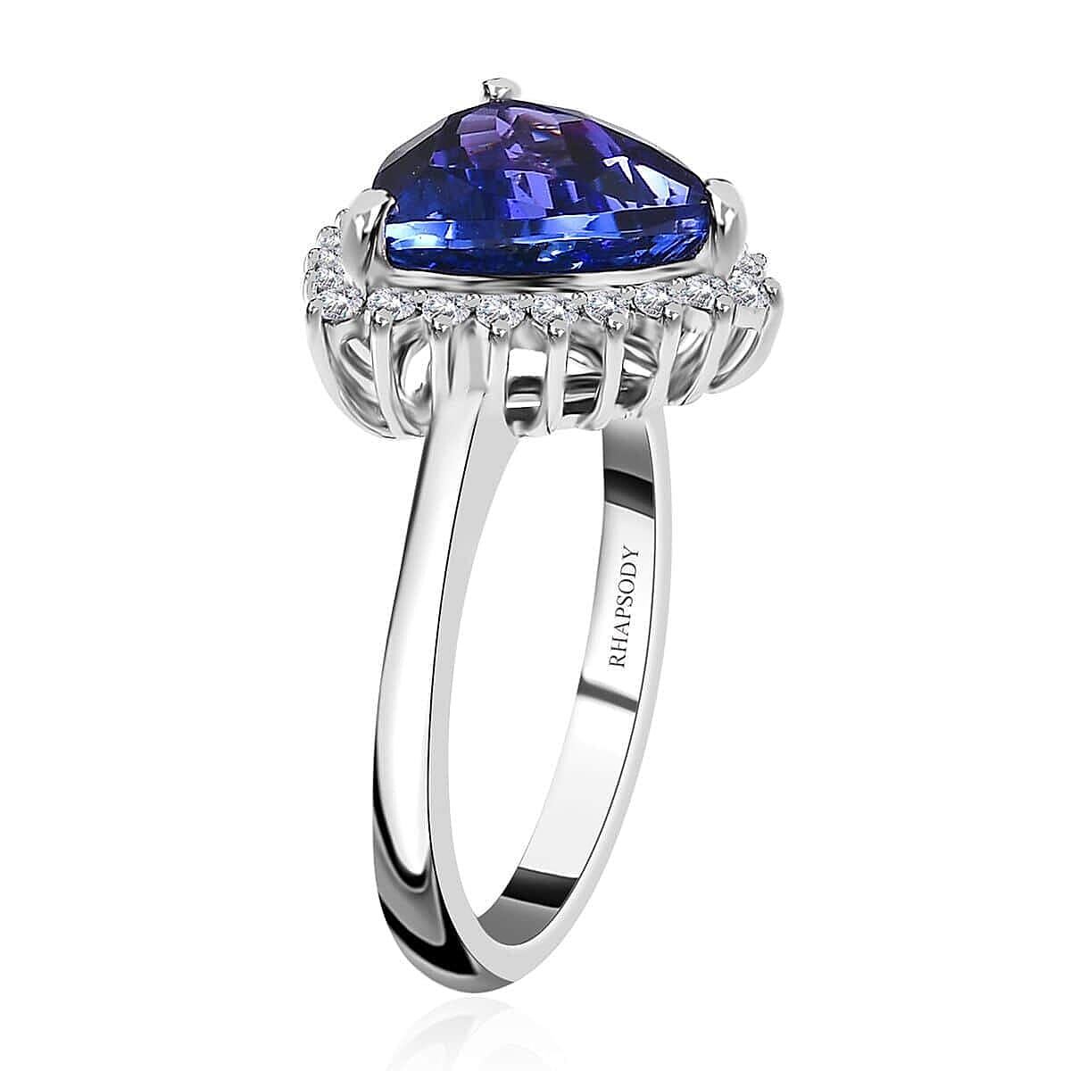 Rhapsody 950 Platinum AAAA Tanzanite and E-F VS2 Diamond Ring (Size 8.5) 6.40 Grams 4.15 ctw image number 3