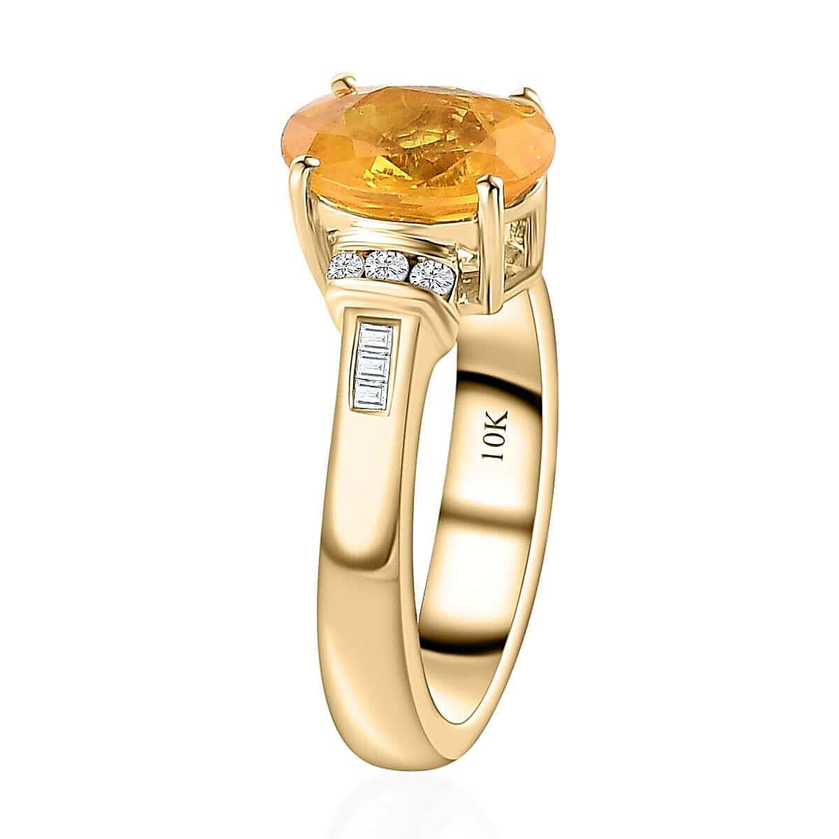 Luxoro 10K Yellow Gold Premium Madagascar Yellow Sapphire and G-H I2 Diamond Ring (Size 9.5) 2.40 ctw image number 3