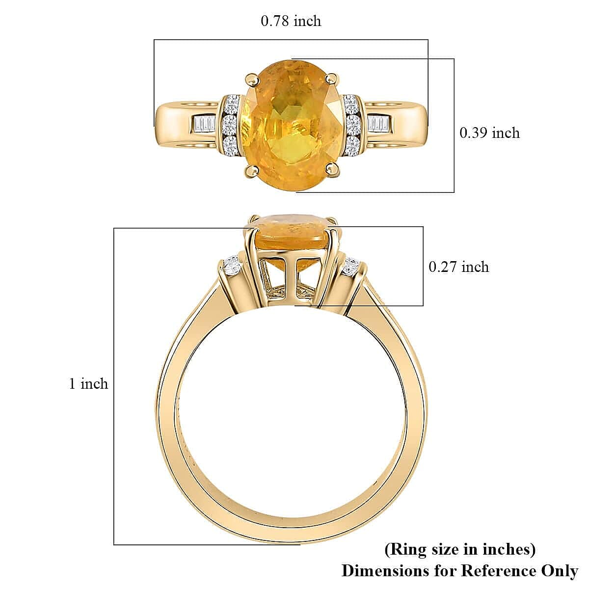 Luxoro 10K Yellow Gold Premium Madagascar Yellow Sapphire and G-H I2 Diamond Ring (Size 9.5) 2.40 ctw image number 5