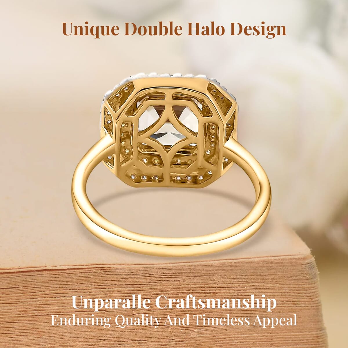 Luxoro 14K Yellow Gold AAA Turkizite, I1-I2 Natural Yellow and White Diamond Double Halo Ring (Size 9.5) 3.10 ctw image number 3