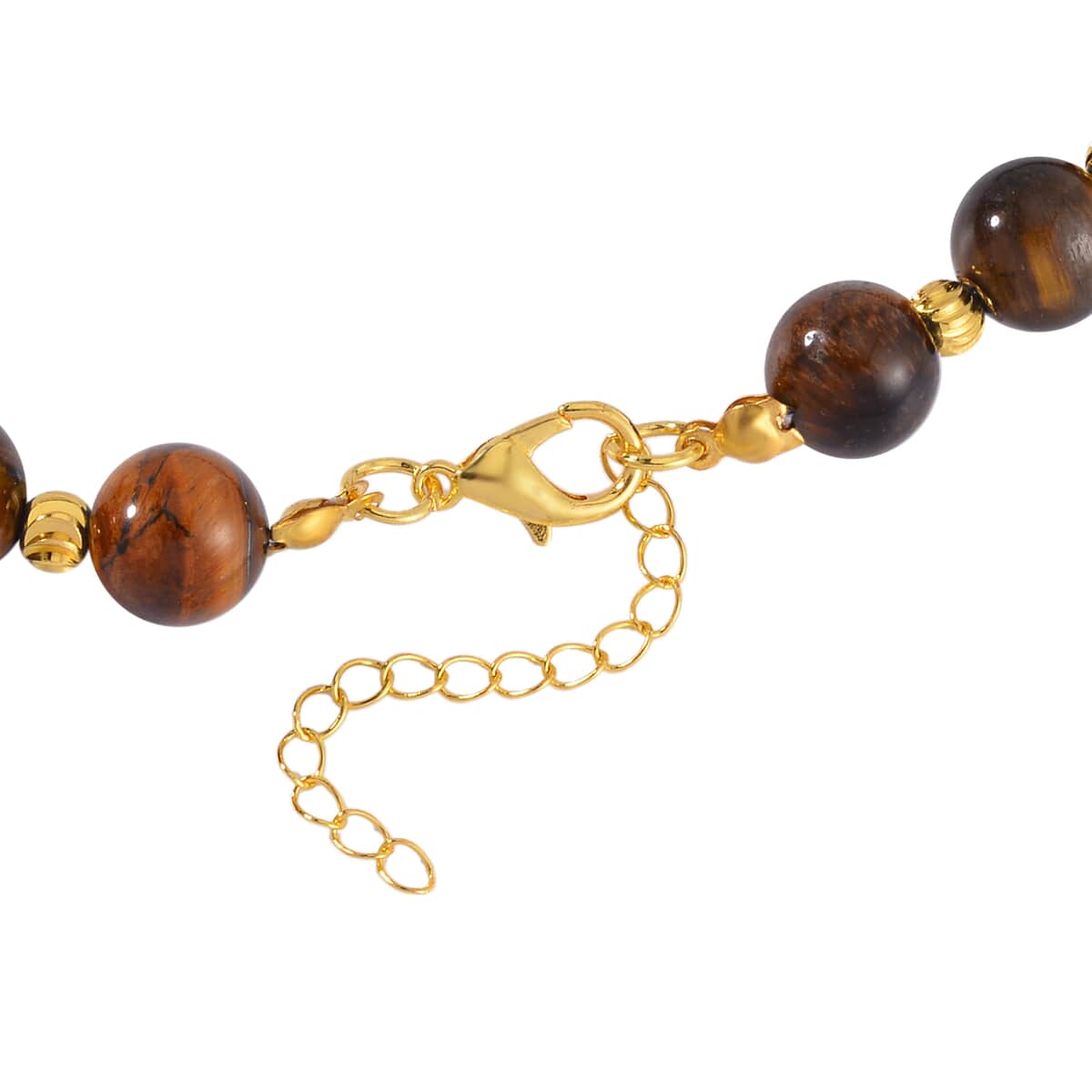 Pixiu Feng Shui Yellow Tigers Eye 9-10mm Beaded Necklace in Goldtone 18-20 Inches 258.50 ctw image number 3