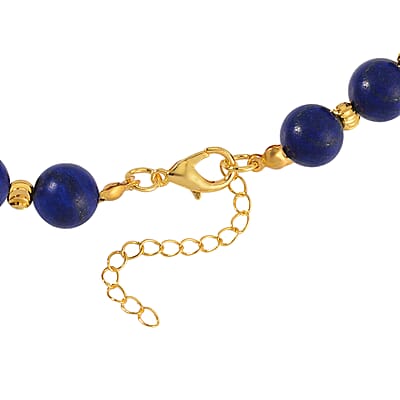 Pixiu Feng Shui Lapis Lazuli 258.50 ctw Beaded Necklace in Goldtone 18-20 Inches