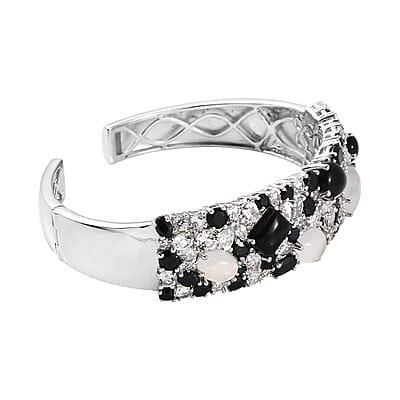 Multi Gemstone 23.50 ctw Cuff Bracelet in Rhodium Over Sterling Silver (6.75 In)