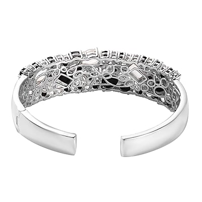 Multi Gemstone 23.50 ctw Cuff Bracelet in Rhodium Over Sterling Silver (6.75 In)