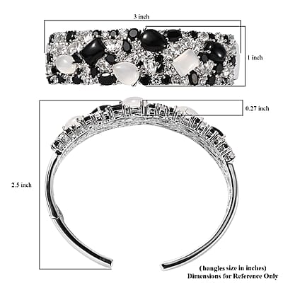 Multi Gemstone 23.50 ctw Cuff Bracelet in Rhodium Over Sterling Silver (6.75 In)