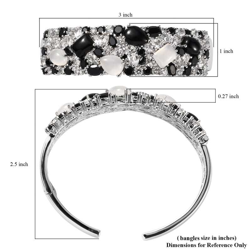 Multi Gemstone 23.50 ctw Cuff Bracelet in Rhodium Over Sterling Silver (6.75 In)