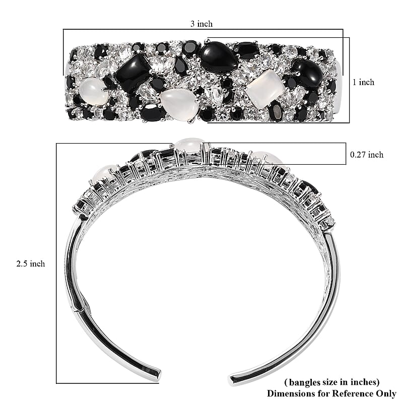 Multi Gemstone 23.50 ctw Cuff Bracelet in Rhodium Over Sterling Silver (6.75 In)