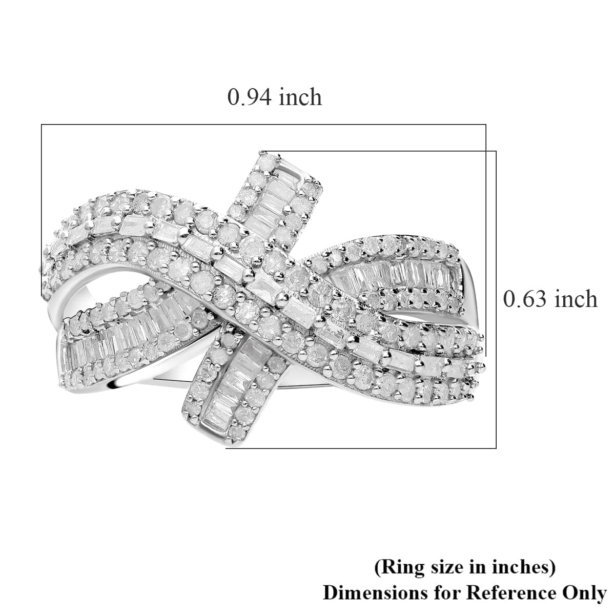 Diamond Ring in Platinum Over Sterling Silver (Size 10.0) 1.00 ctw image number 4